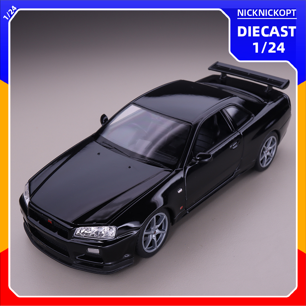 Jual Miniatur Mobil Welly Nissan Skyline GT-R R34 Black Diecast Skala 1 ...