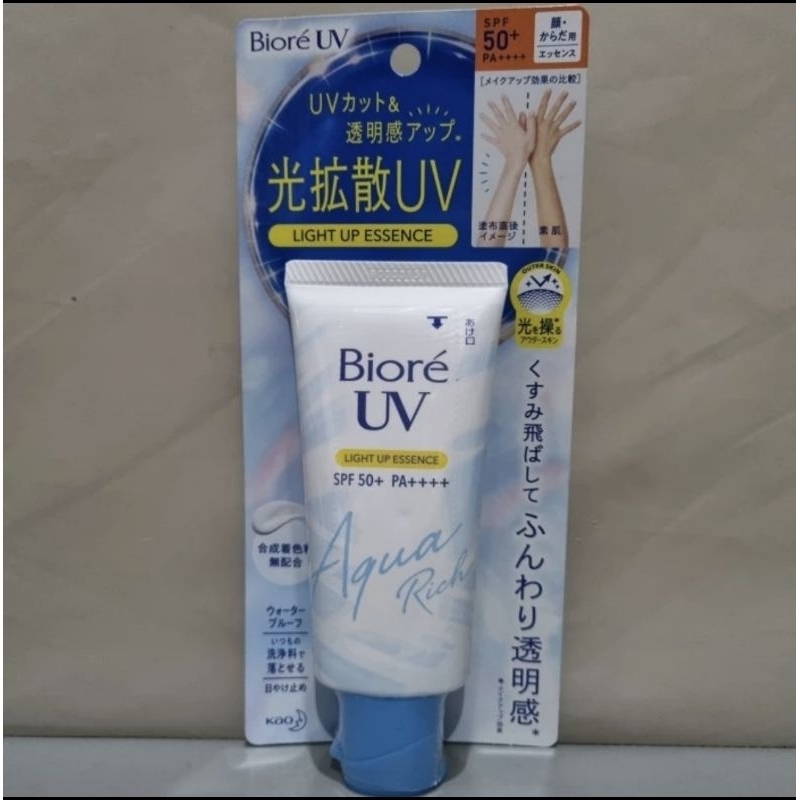 Jual BIORE UV light up essence spf50+ PA++++ sample trial 15g / full ...