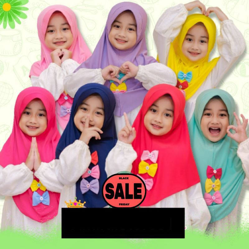 Jual Hijab Anak Perempuan Jilbab Anak Kerudung Anak instan TIGA PITA