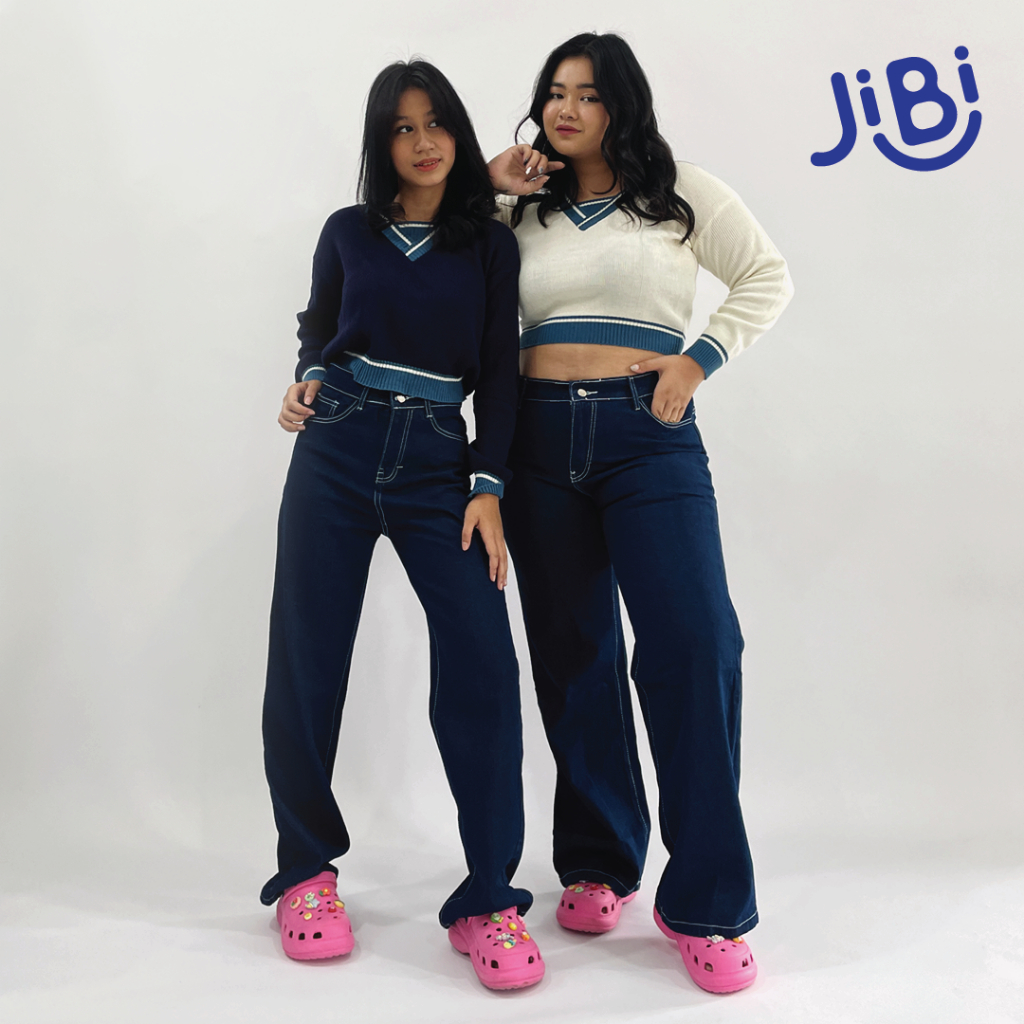 Jual JIBI - Chic Culottes Jeans - Deep Blue - Highwaist Jeans - Kulot ...
