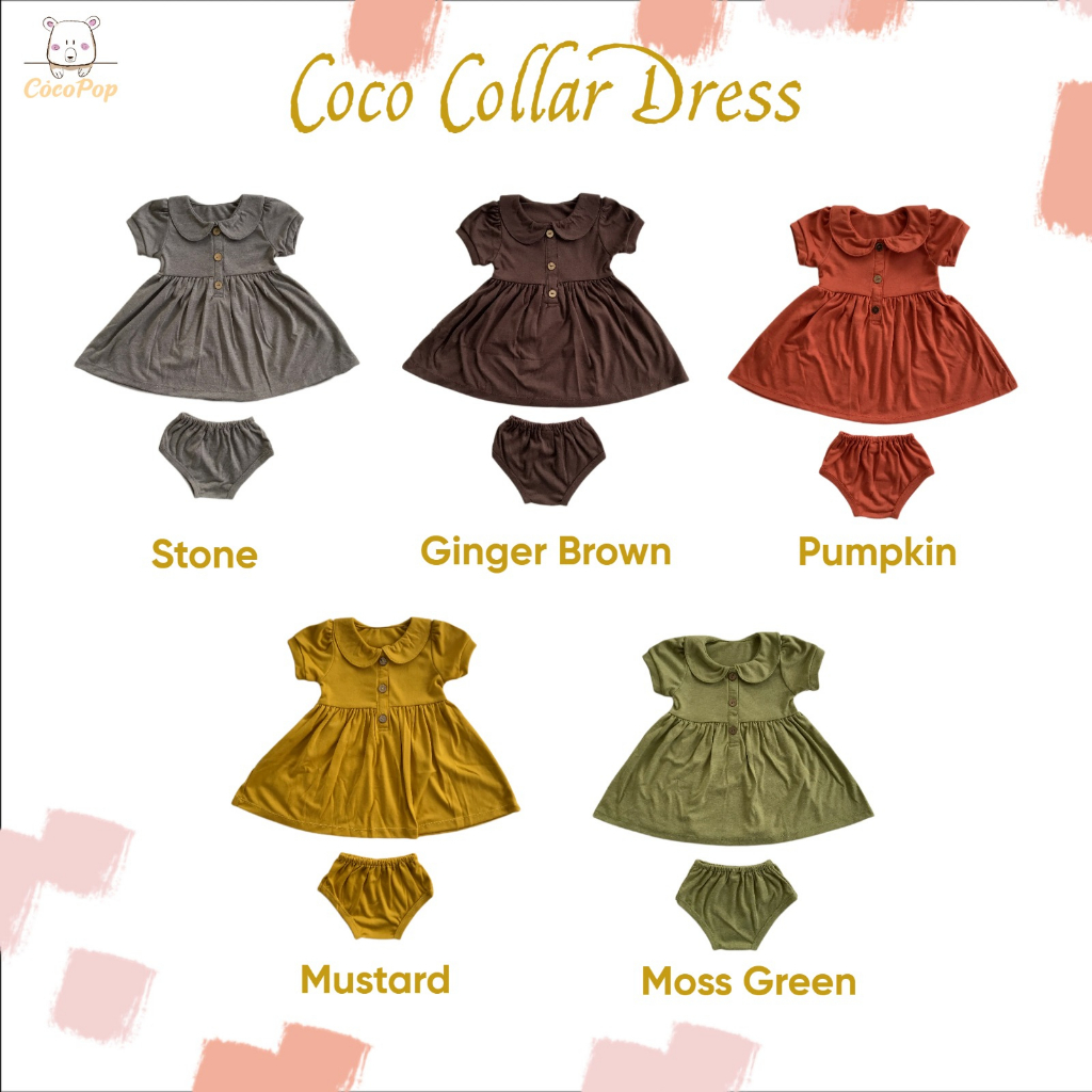 Cocopop Baby Coco Collar Dress Baby Girl Cotton Baju Bayi Perempuan Set  Newborn Import Model Terbaru Soft Babywear