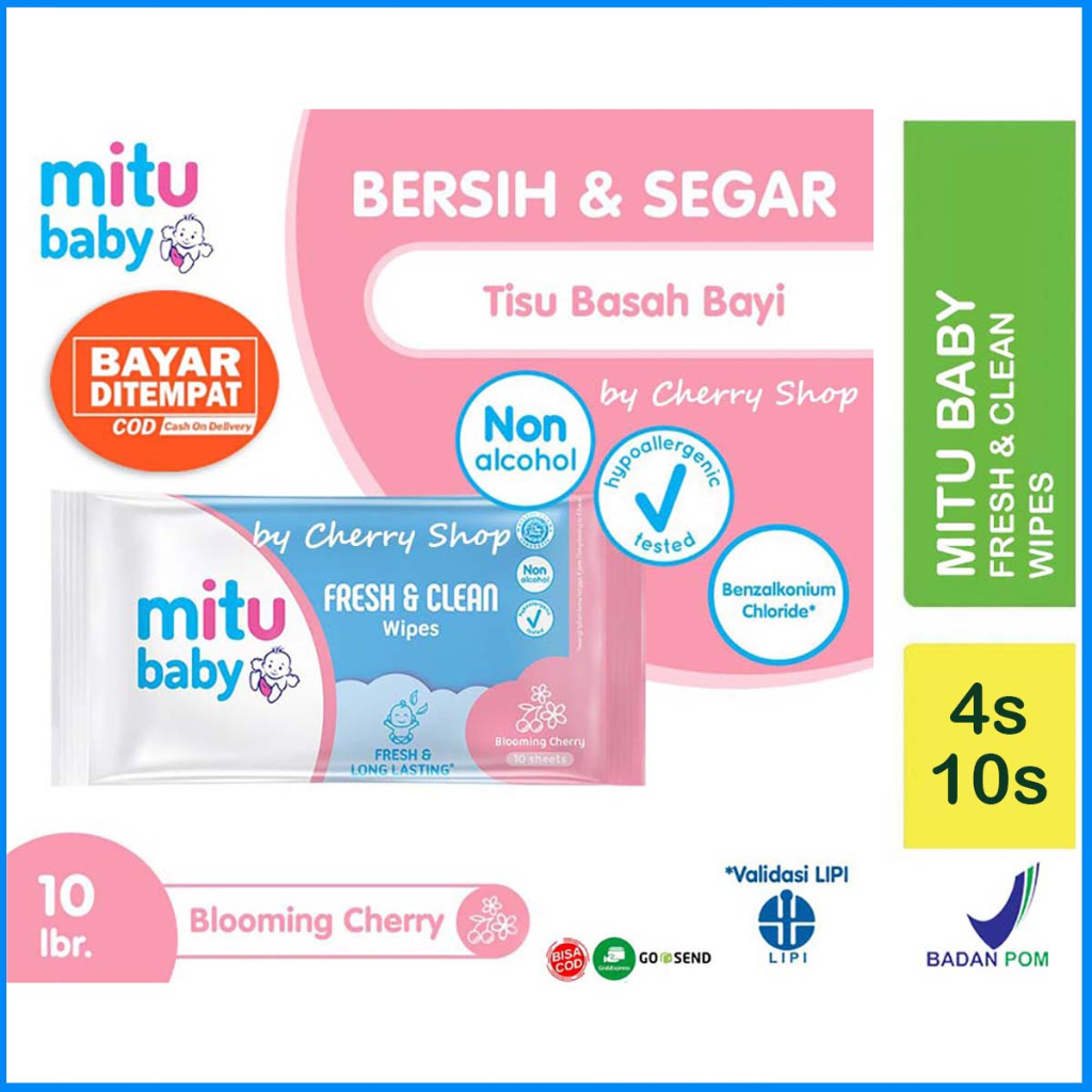 Jual [ISI 4 atau 10 LEMBAR] [BPOM] Mitu Baby Fresh Clean Wipes BLOOMING ...