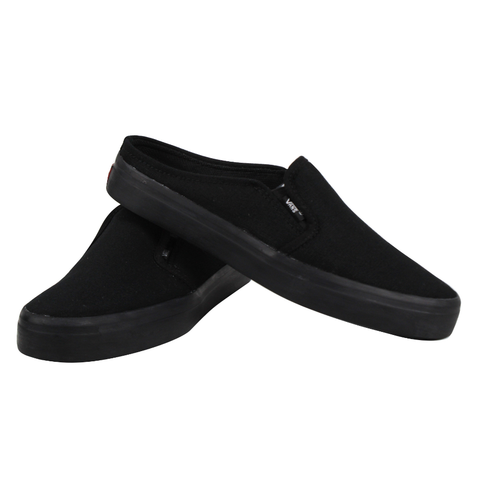 Jual Sepatu Sandal Bustong Slip On Pria Tanpa Tali Hitam Polos Slop