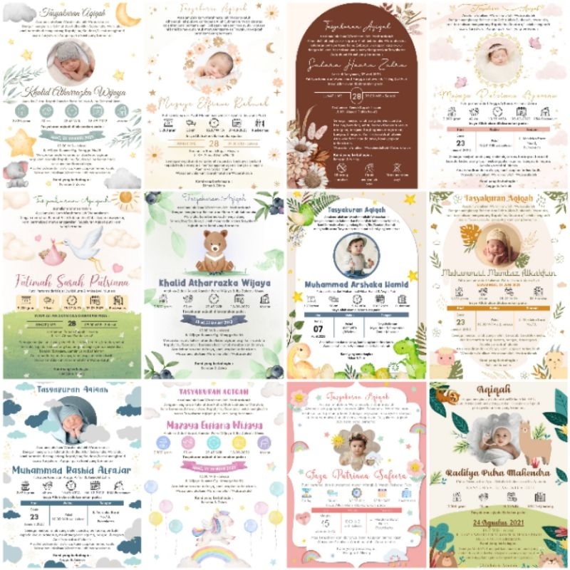 Jual Template Undangan Aqiqah Jumlah 130 Vol.1 Desain Undangan Aqiqah