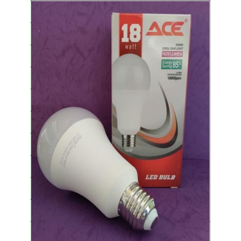 Jual Lampu LED ACE 3,5,7,9,12,15,18,24,28 watt bulp ace premium putih ...
