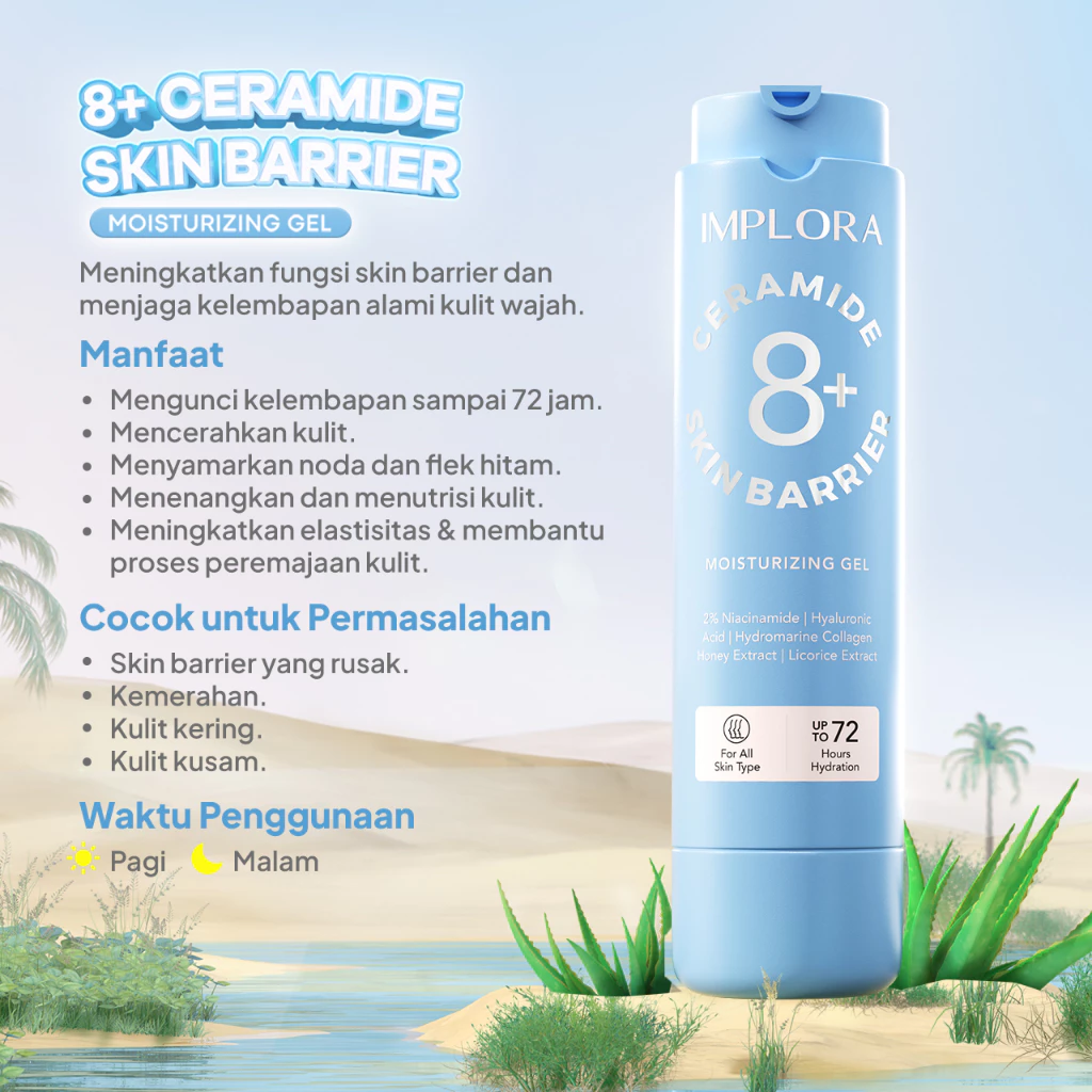 Gel Pelembab Mplora 8+ Ceramide untuk Kulit Kering, Kombinasi, dan Rentan Jerawat