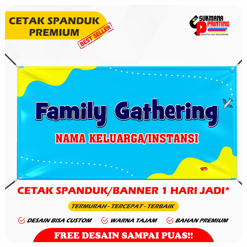 Jual CETAK SPANDUK BANNER FAMILY GATHERING/JALAN JALAN KELUARGA