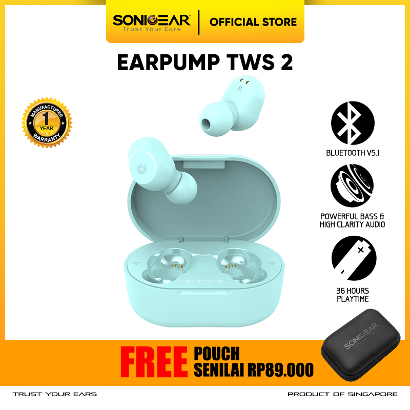 Jual Earphone Bluetooth Sonicgear Earpump TWS 2 Earbuds Wireless