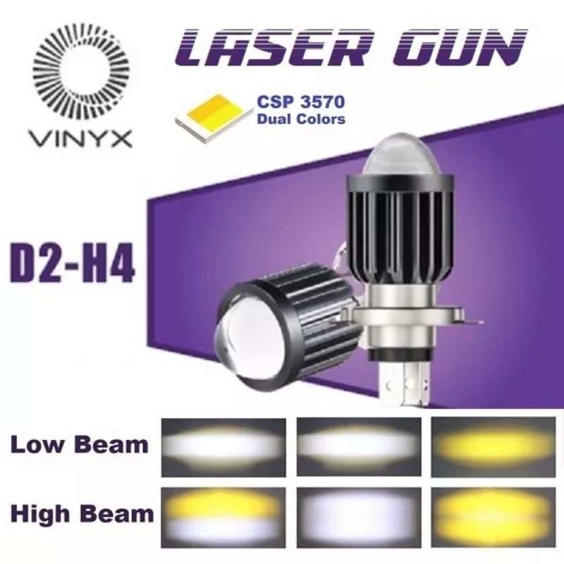 Jual Lampu LED Utama Motor H4 Laser VINYX D2 2 Warna Putih Kuning AC DC ...