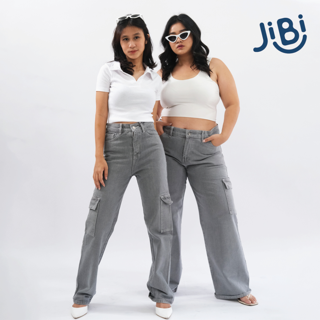 Jual JIBI - Invincible Cargo Jeans - Grey - Jeans Kargo | Shopee Indonesia