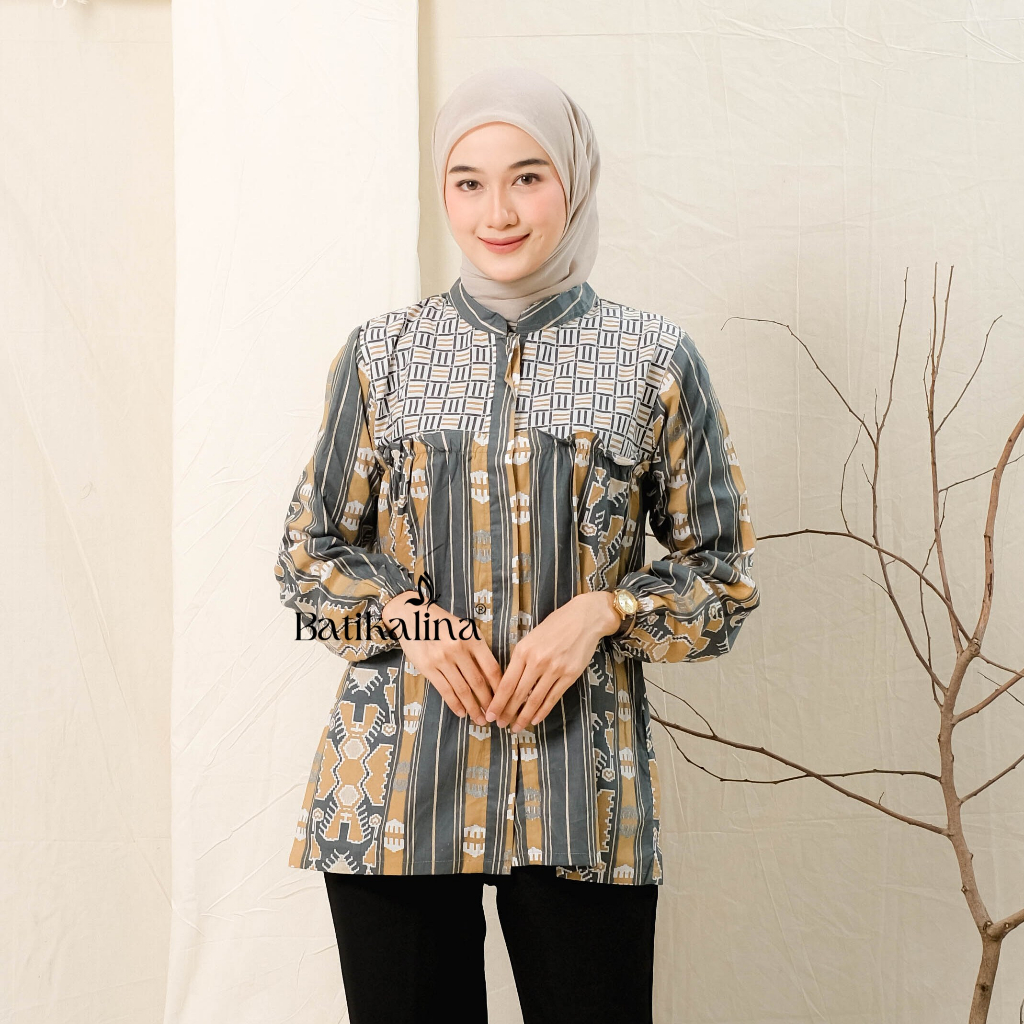 Jual Baju Batik Wanita Modern Atasan Blouse Batik Kerja Kantor Wanita