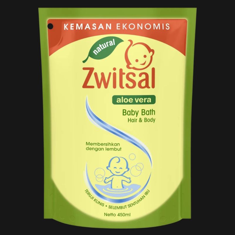 Jual Zwitsal Natural Aloe Vera Baby Bath 2in1 Hair & Body Refill 450ml ...