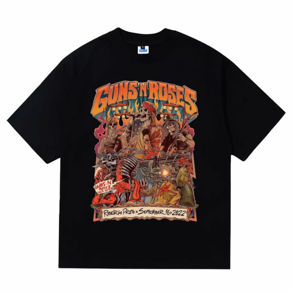 Nebula Tshirt Vintage Guns N Roses lengan pendek hitam Kaos distro Unisex