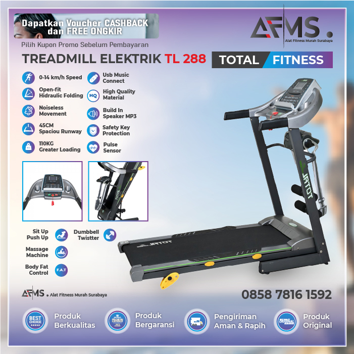 Jual Treadmill Elektrik Electric Treadmil Listrik Tl 288 Motor Dc 2hp