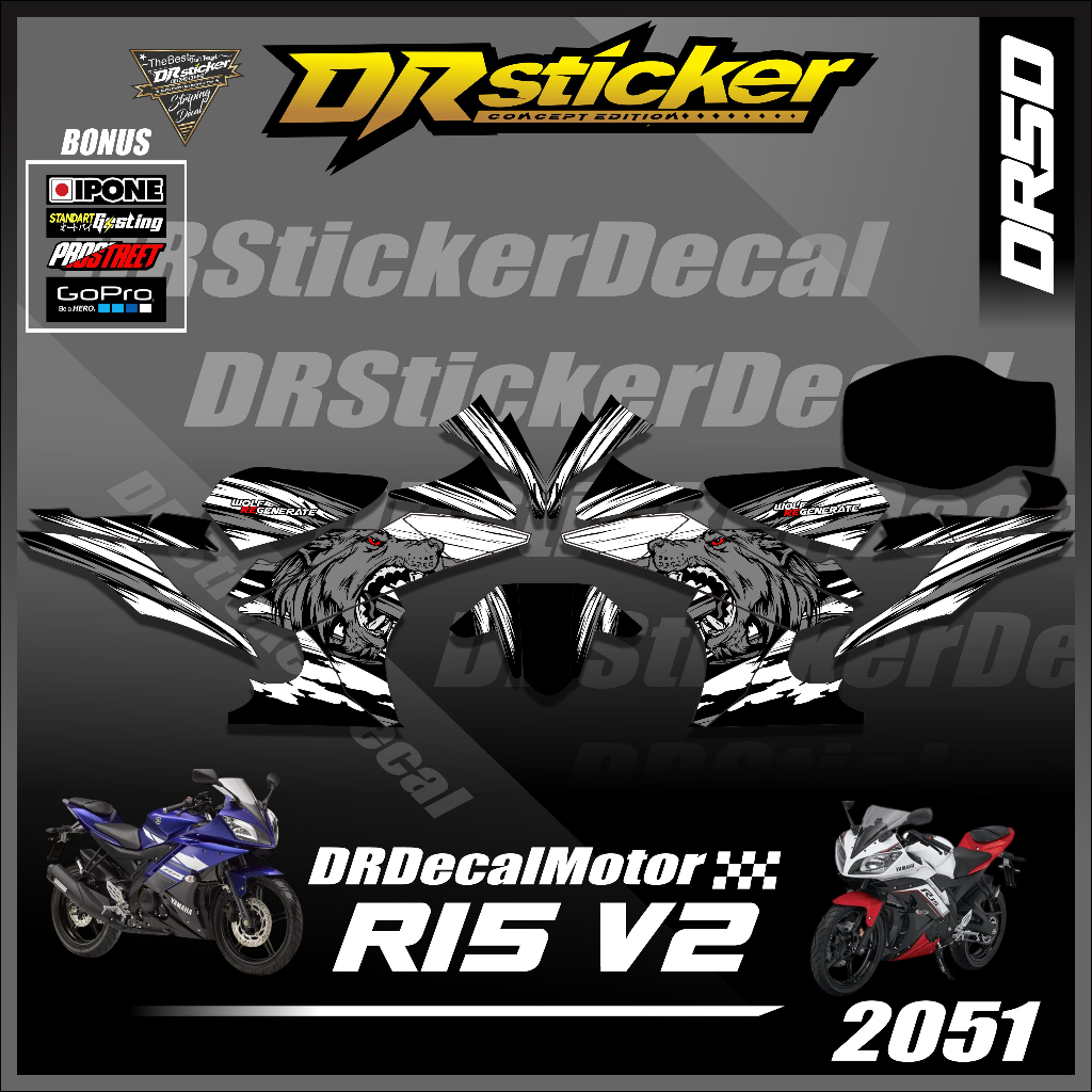 Jual Stiker Decal Motor Yamaha R Design Motif Wolf Serigala Stiker Decal R V Fullbody