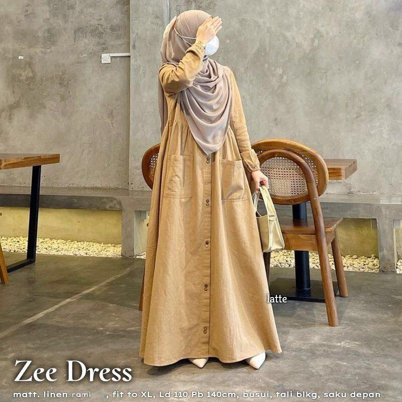 Jual New Zee Dress / Gamis Wanita Terbaru Matt Linen Rami / Fashion ...