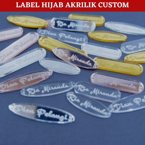 Jual Label Akrilik Label Hijab Branding Custom Cutting Label | Shopee ...