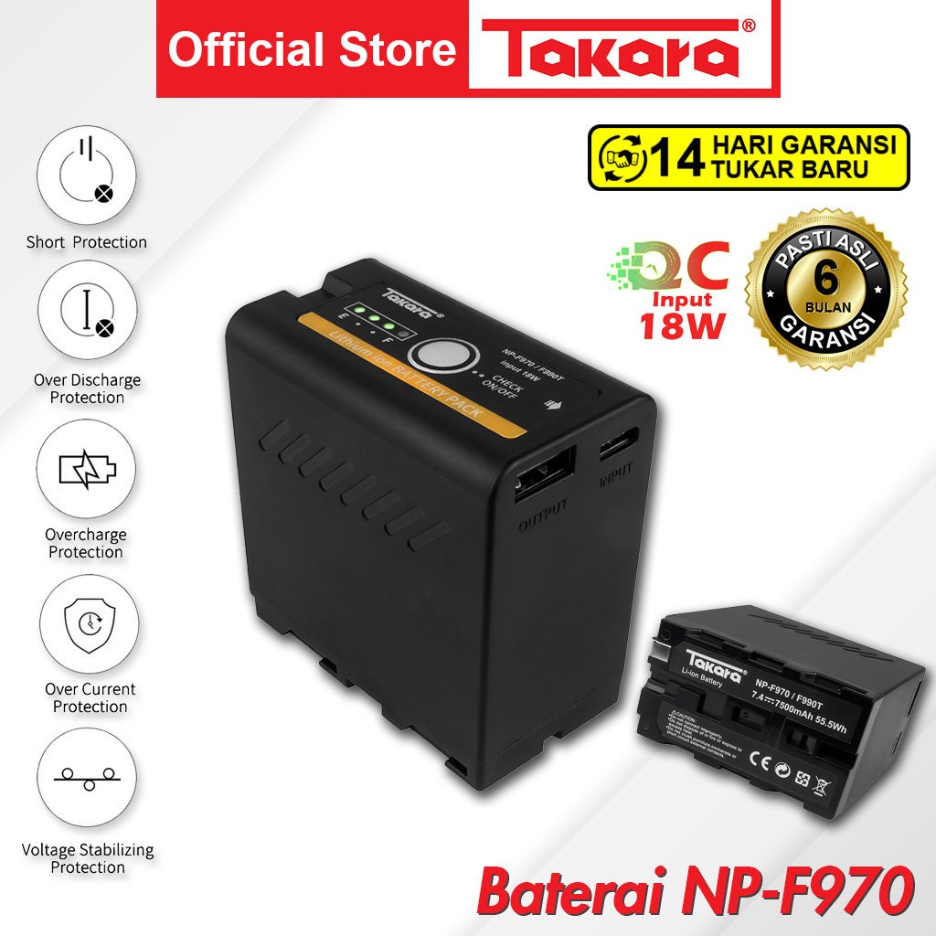 Jual TAKARA NPF970 F990T QC 18W Input Rechargeable Battery Pack USB