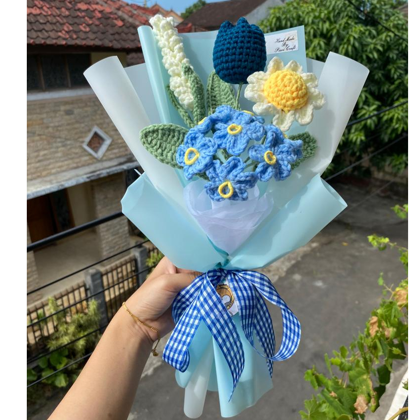 Jual Bouquet Bunga Rajut Crochet Bunga Buket Bunga Buket Wisuda