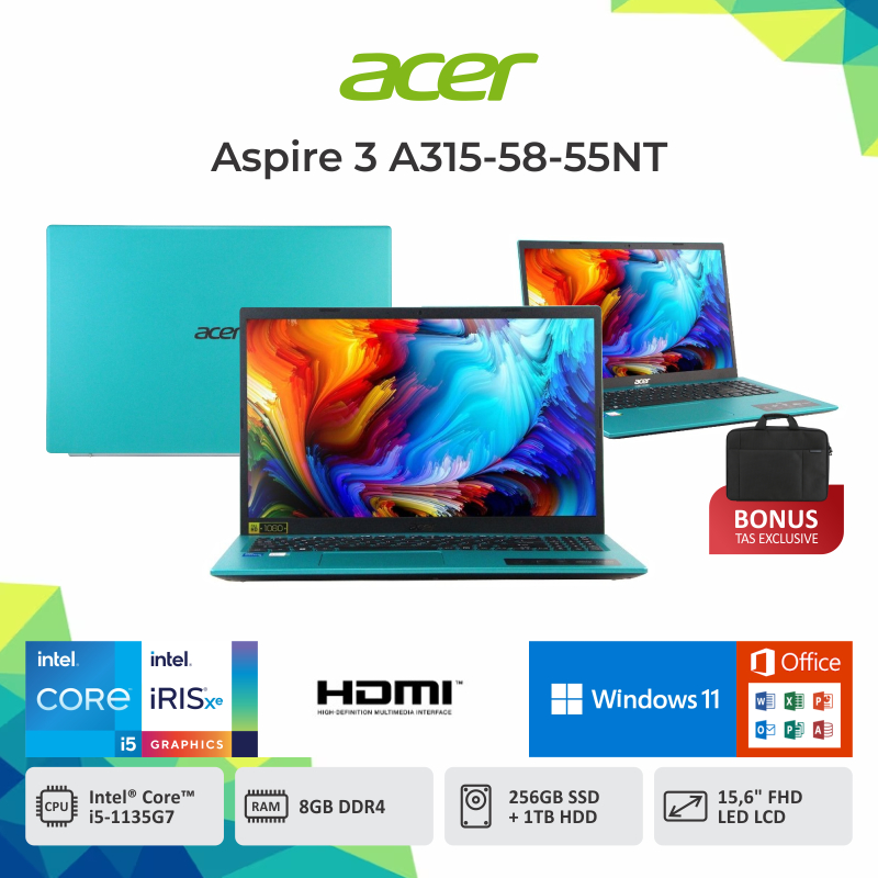 Jual TERBARU LAPTOP ACER ASPIRE 3 A315 58 55NT INTEL CORE I5 1135G7 ...