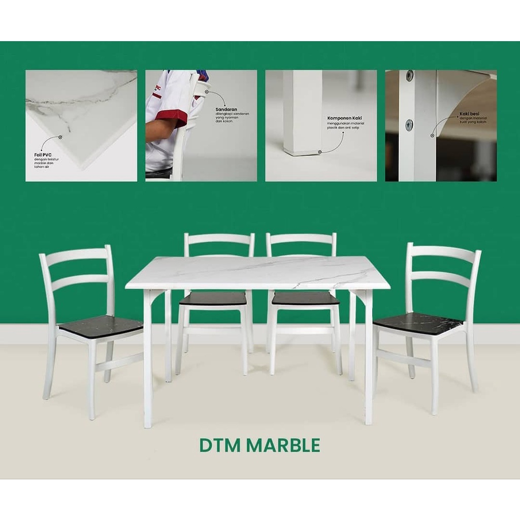 Jual Dining Set Meja Makan 4 Kursi Minimalis DTM MARBLE Olympic ...