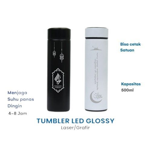 Jual Tumbler Custom Smart Led Glossy Suhu Temperatur Botol Air Minum Stainless Cetak Laser 2265