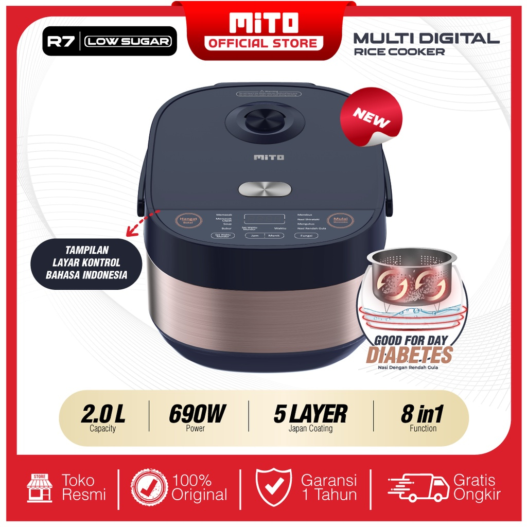 Jual MITO Mitochiba Multi Digital Rice Cooker Penanak Nasi Rendah Gula