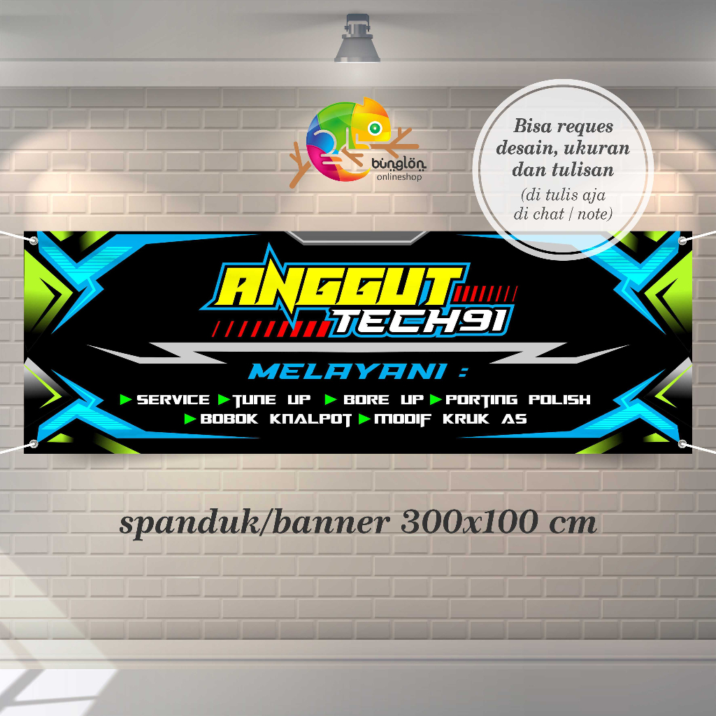 Jual Size 300x100 Spanduk Banner Bengkel Racing Keren Murah | Shopee ...
