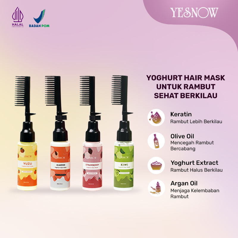 Jual Hair Mask Keratin & Yogurt Extract Yesnow ( Sisir ) - Masker ...