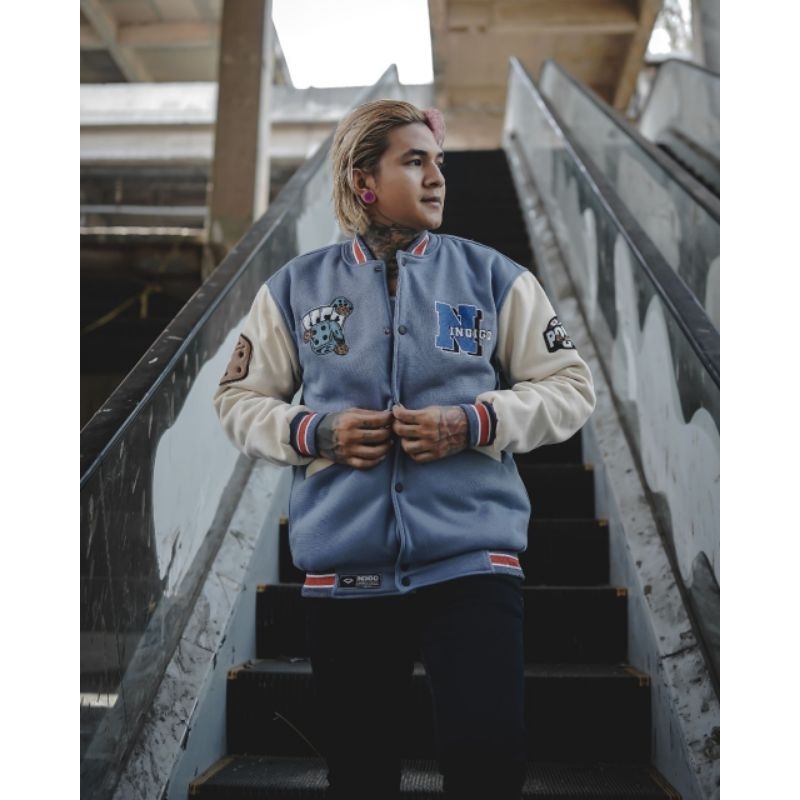 Jual JAKET VARSITY DISTRO INDIGO KING OF CLOTH JAKET BOMBER PRIA FLEECE ...
