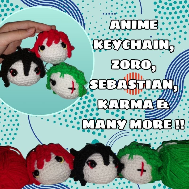 Jual Anime Crochet Head Keychain One Piece Black Butler Etc Lucu Shopee Indonesia 