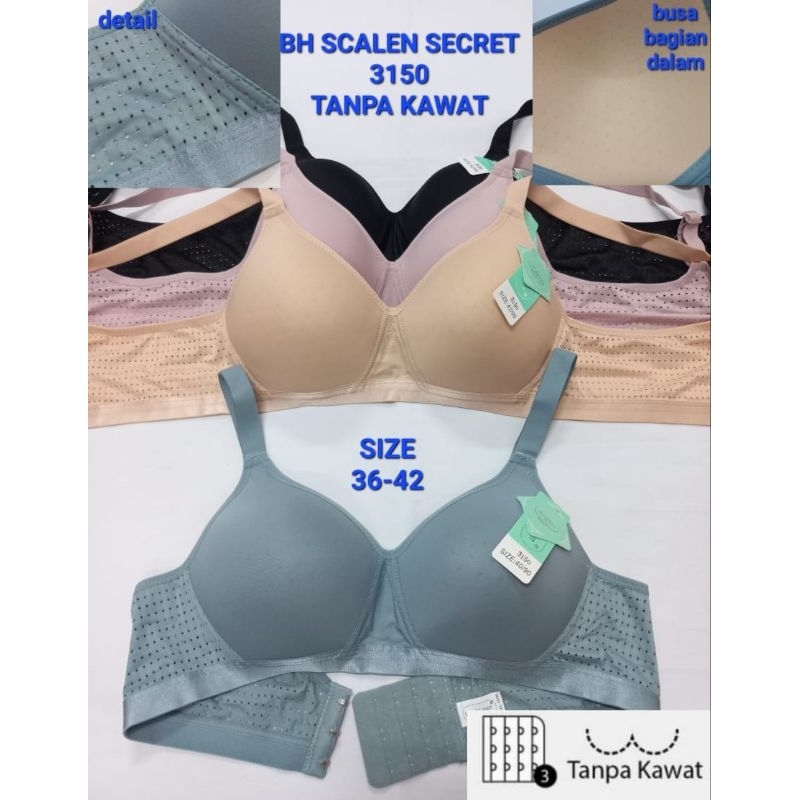 Jual BH/Bra Merek Scalen 2817 Air Cool, CUP C/BESAR, Pakaian Dalam Wanita  Dewasa, Tanpa Kawat