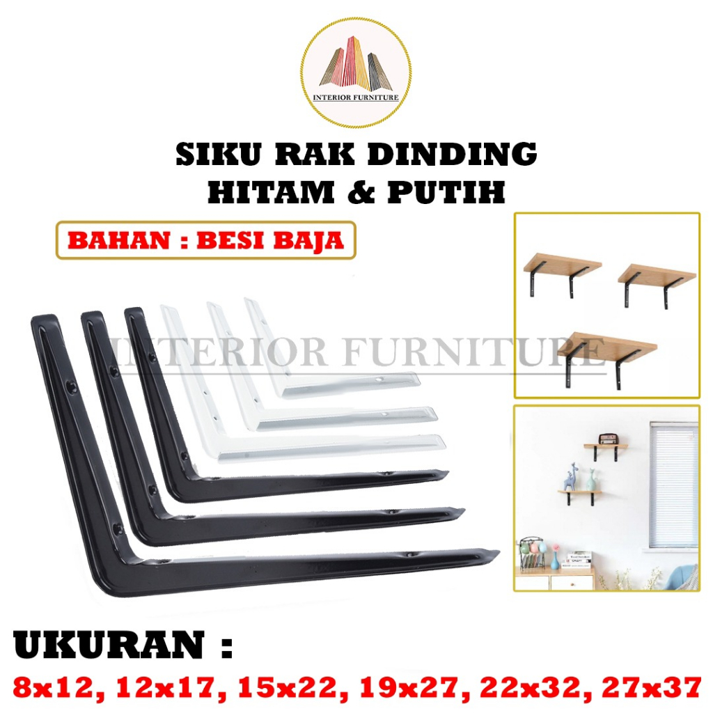 Jual Rak Siku Dinding Besi L Rak Penyangga Ambalan HItam dan Putih KUAT ...