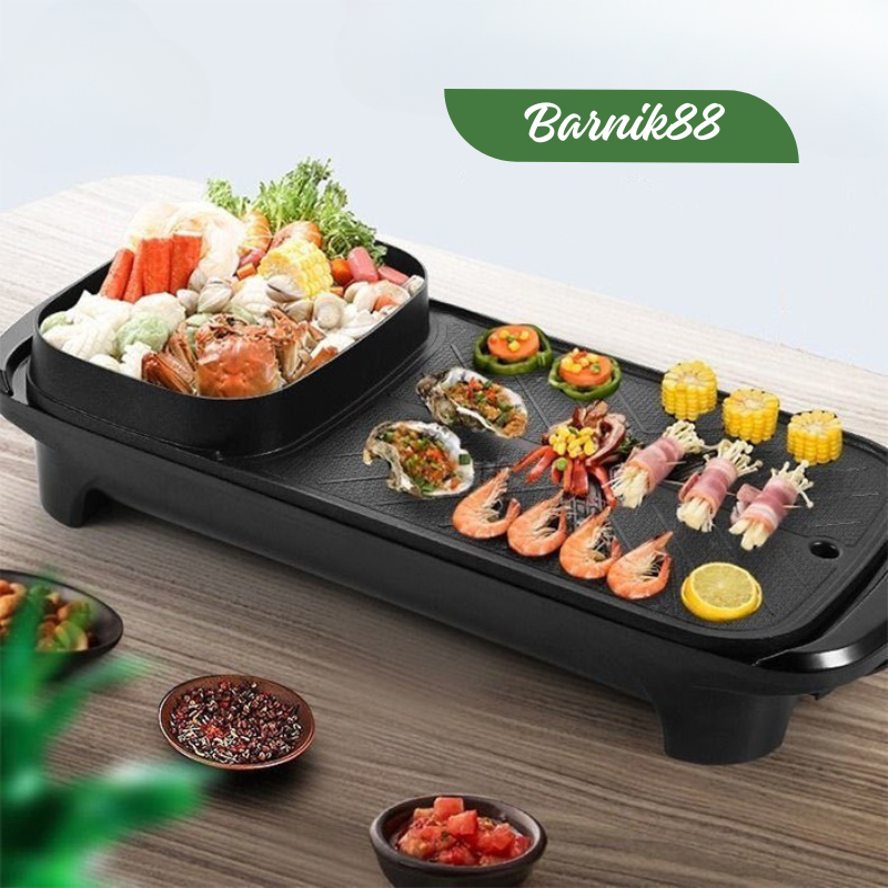 Jual Barnik88 Spesial Tahun baru Grill Pan Elektrik 2 In 1 Pemanggang