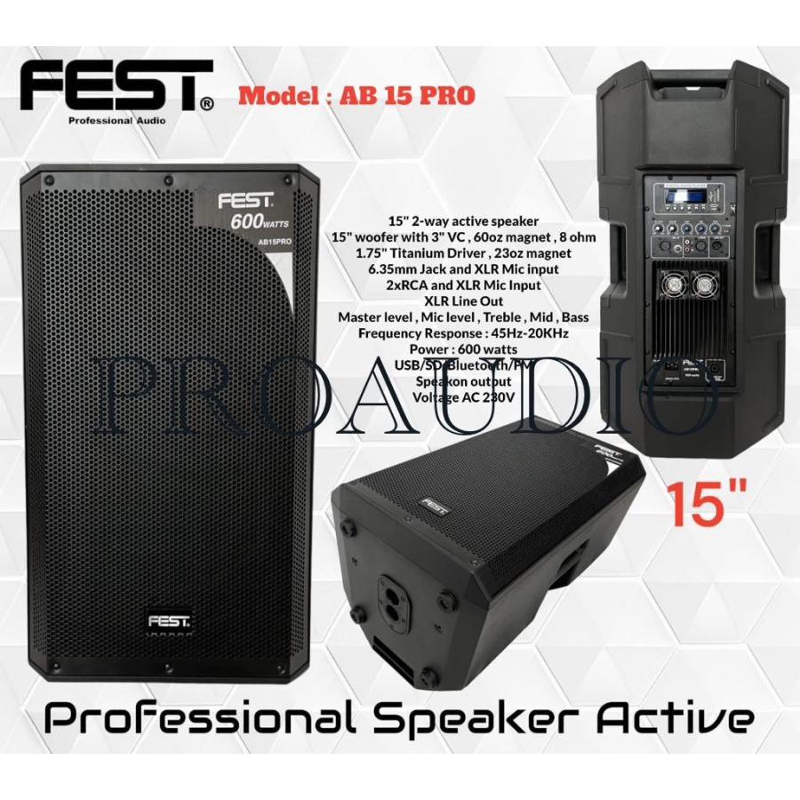 Jual Speaker Aktif Fest AB 15 PRO AB 15PRO AB15PRO 2 PCS 15 INCH ...