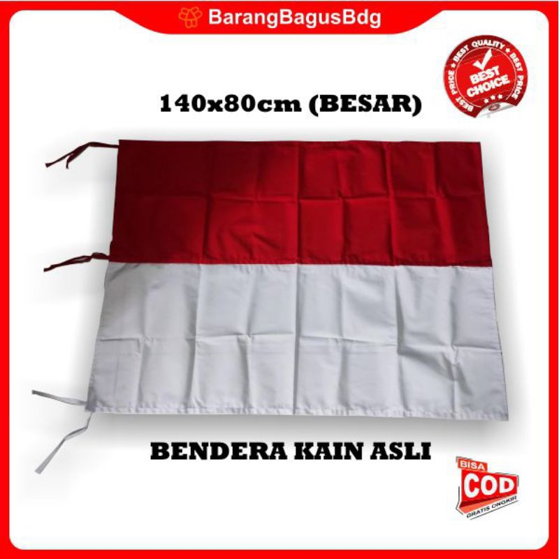 Jual Bendera kain asli murah 141x80cm/bendera merah putih tali