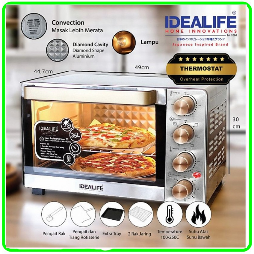 Jual OVEN + AIR FRYER IDEALIFE IL 335 Kapasitas 35 Liter Bisa 6 Fungsi ...