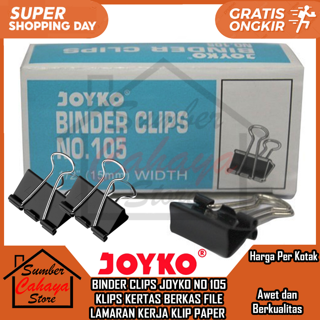 Jual 12 Pcs 1 Kotak Kertas Type Tipe 105 Binder Clip Klip Joyko 1 Per ...