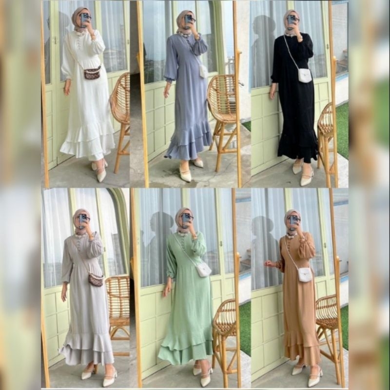 Jual Basic Naomy Dress Leaf By Outfix | Shopee Indonesia