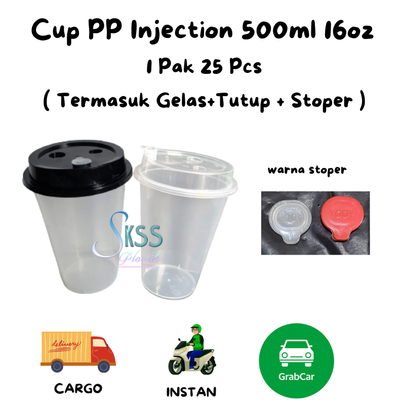 Jual Cup Pp Injection 500ml 16oz Gelas Plastik Boba Cheese Tea 500 Ml 16 Oz Cuplidstopper 8158