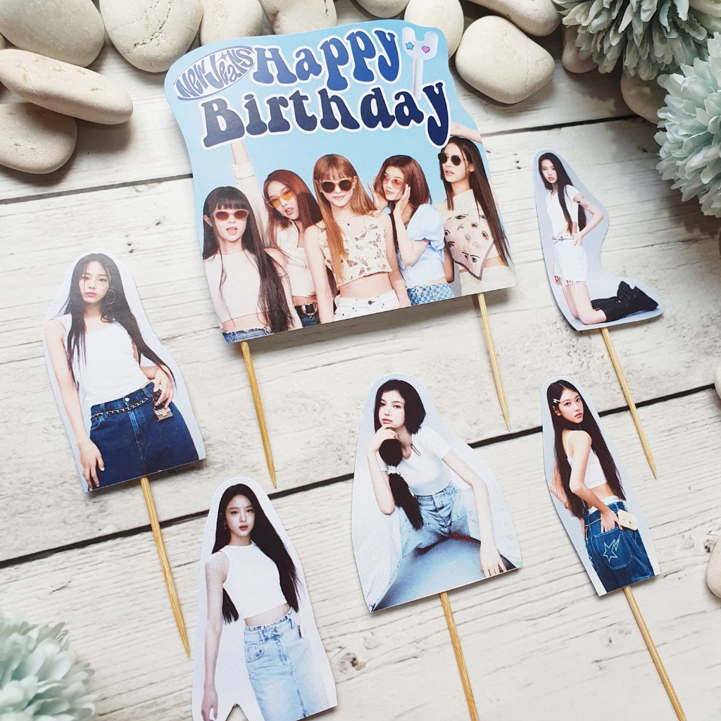Jual SK New Jeans Kpop Idol Korea Birthday Cake Topper Cupcake Pudding Tumpeng Hampers Hiasan