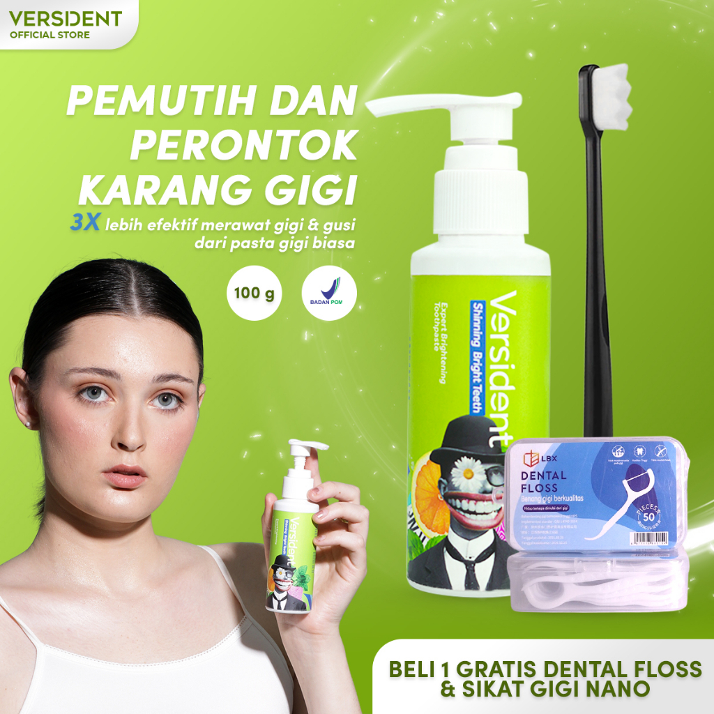 Jual Paket Bundling Versident Pasta Gigi Pemutih Gigi + Dental Floss