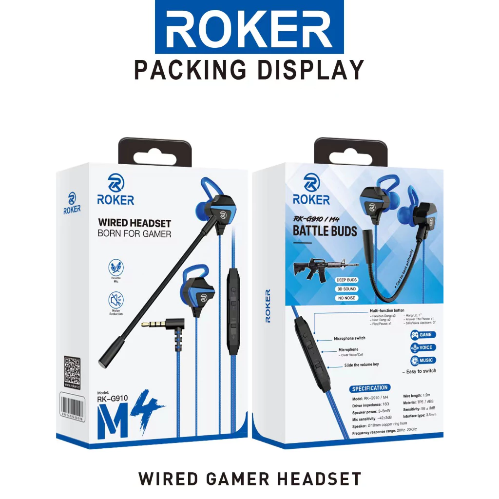 Earphone / Headset Gaming Roker M4 RK-G910 Extreme Bass