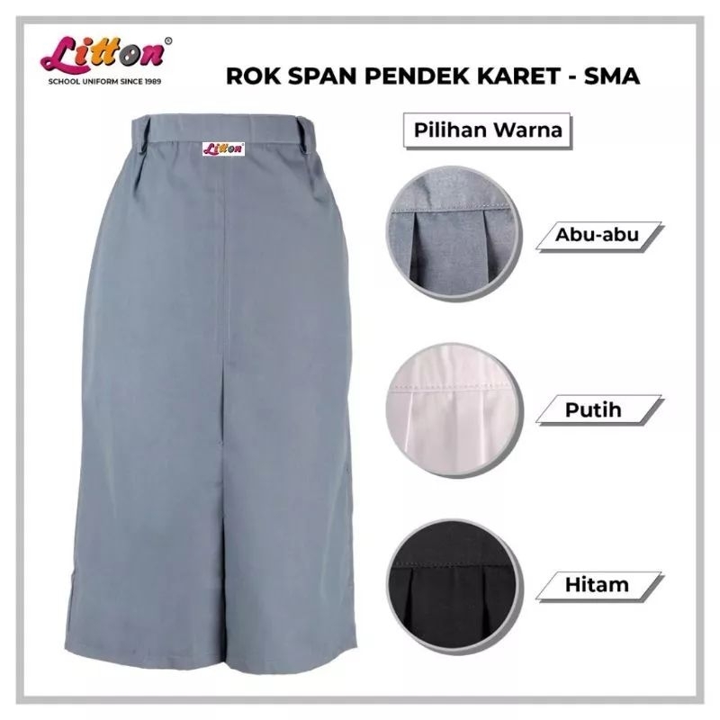Jual LITTON Rok Span Pendek karet SMA abu abu Famatex Premium ...