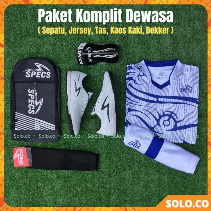 Jual Paket Sepatu Futsal Specs Infinity Putih Lengkap Paket Komplit