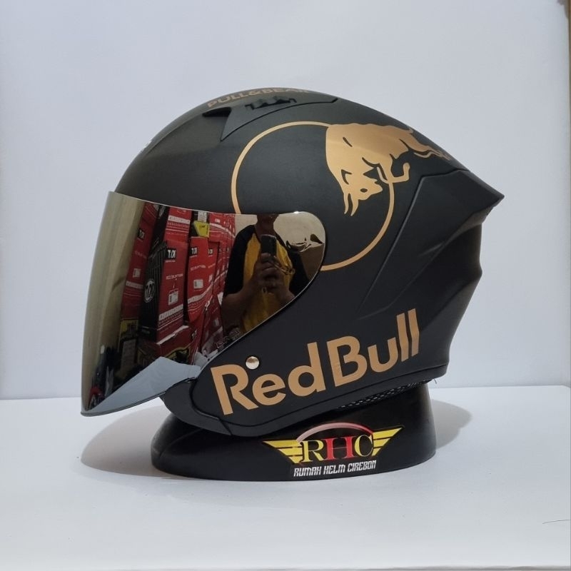 Jual Helm Kbr thanoz hitam doff motif red bull Shopee Indonesia