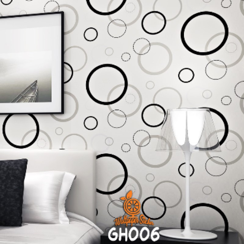 Jual POLKADOT CIRCLE Wallpaper Sticker dinding hitam putih bulat Ukuran