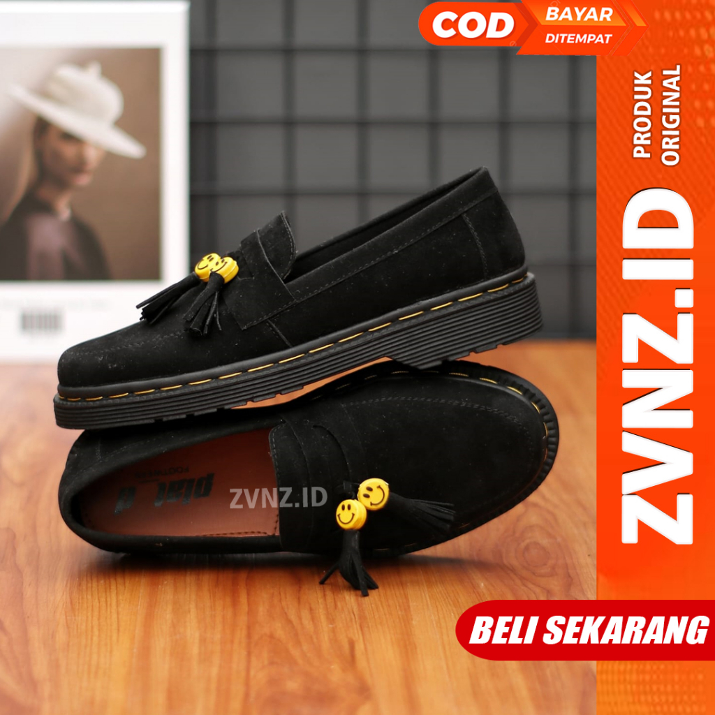 Jual Zvn Smiley Sepatu Docmart Pria Smile Loafers Pantofel Casual Kerja