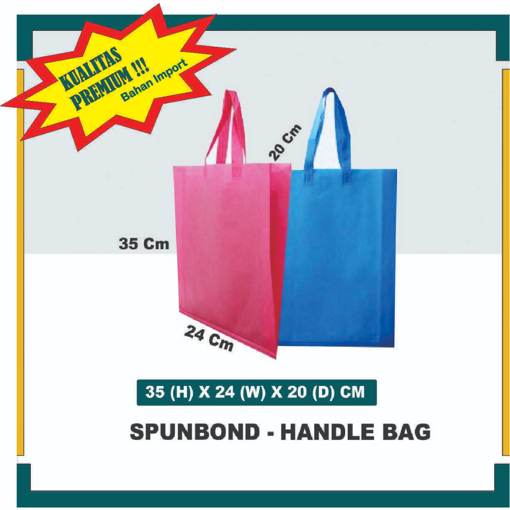 Jual Tas Spunbond 24x20x35 cm/Goodiebag/Tas Kain/Handle Bag/65 gsm