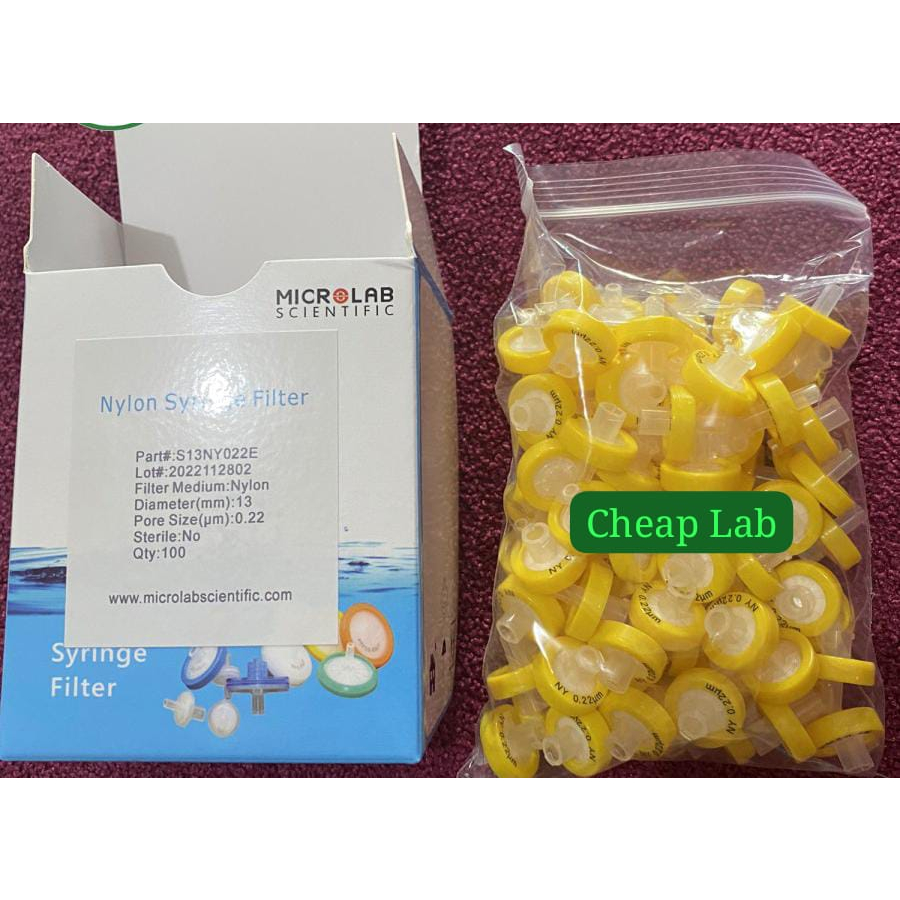 100pcs Nylon Syringe Filters - 13mm, 0.22 Micron, Non-Sterilized | Lab Filtration Lot